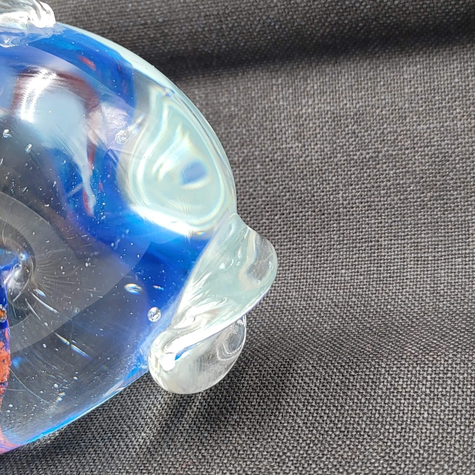 Multicolor Glass Fish Paperweight with Fish Inside Large Heavy 7"