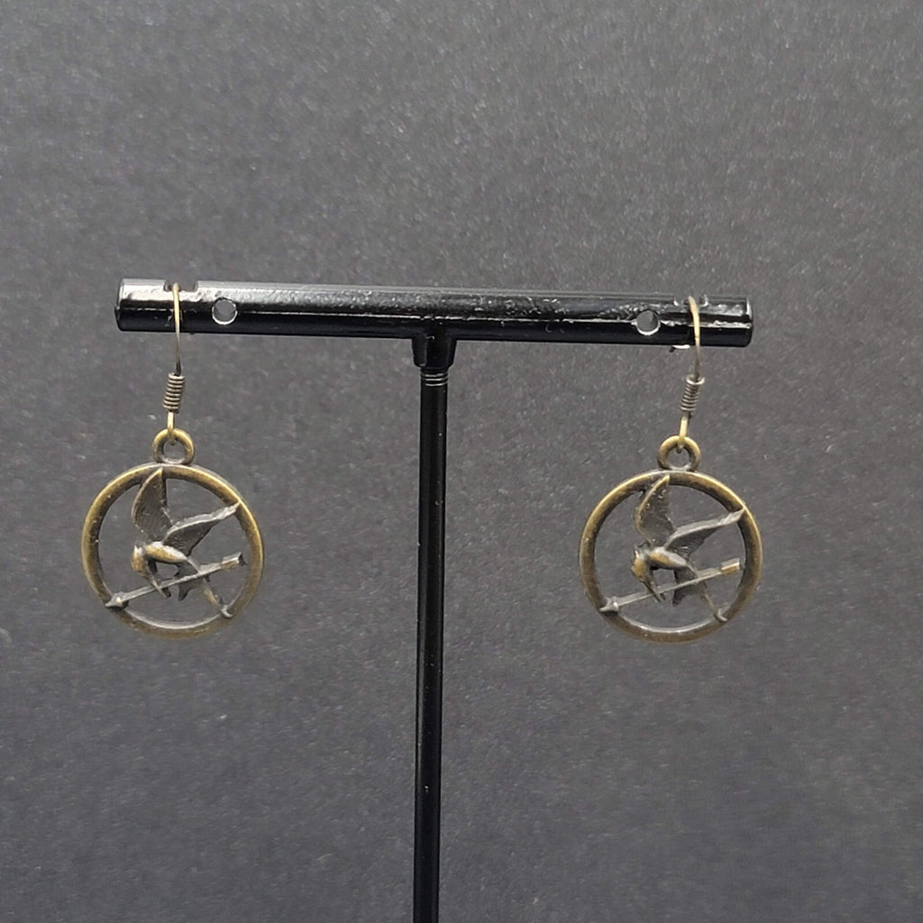 Hunger Games Pierced Earrings Bronze tone Dangle 3/4"