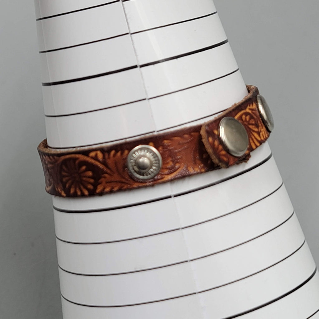 Brown Leather Sea Turtle Bracelet Engraved Snap Closure Small