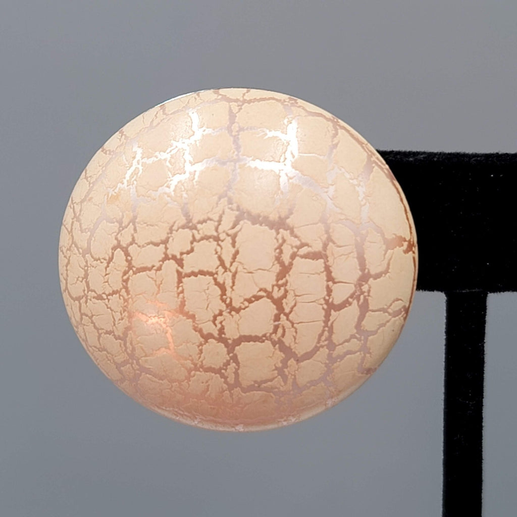 Vintage Clip on Earrings Peach tone Crackle Large Statement Round 1 3/8"