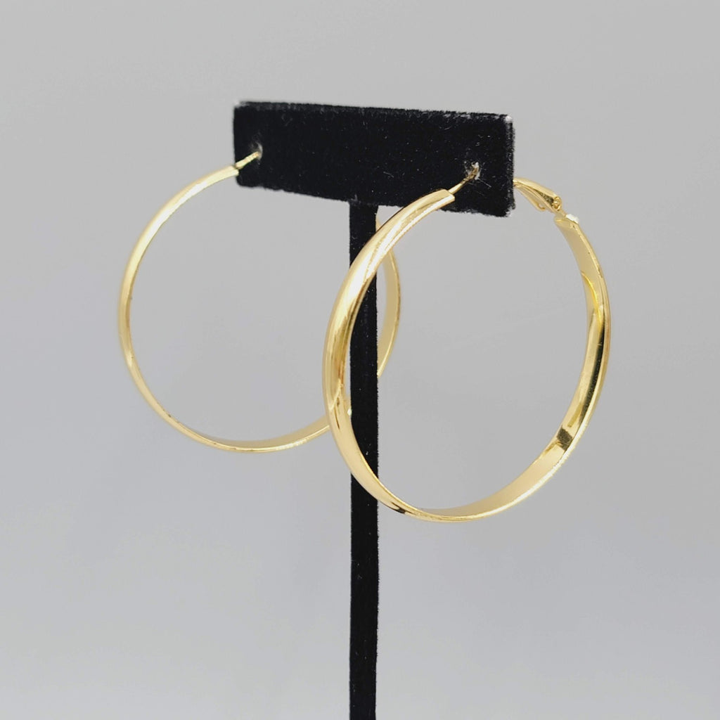 Large Hoop Pierced Earrings Gold tone Hoops 2"