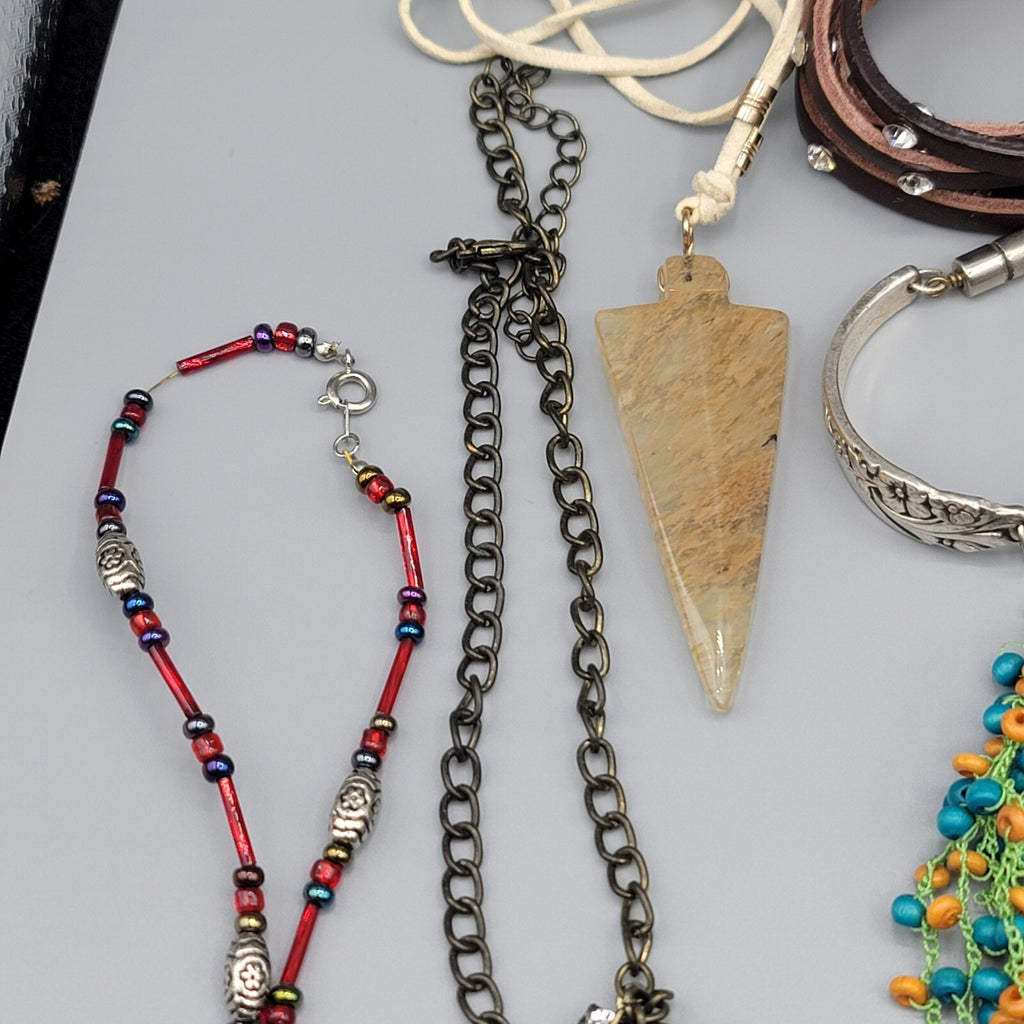 Colorful Jewelry Lot Necklaces Bracelets Beads 27 pcs All Wearble in Good Condit
