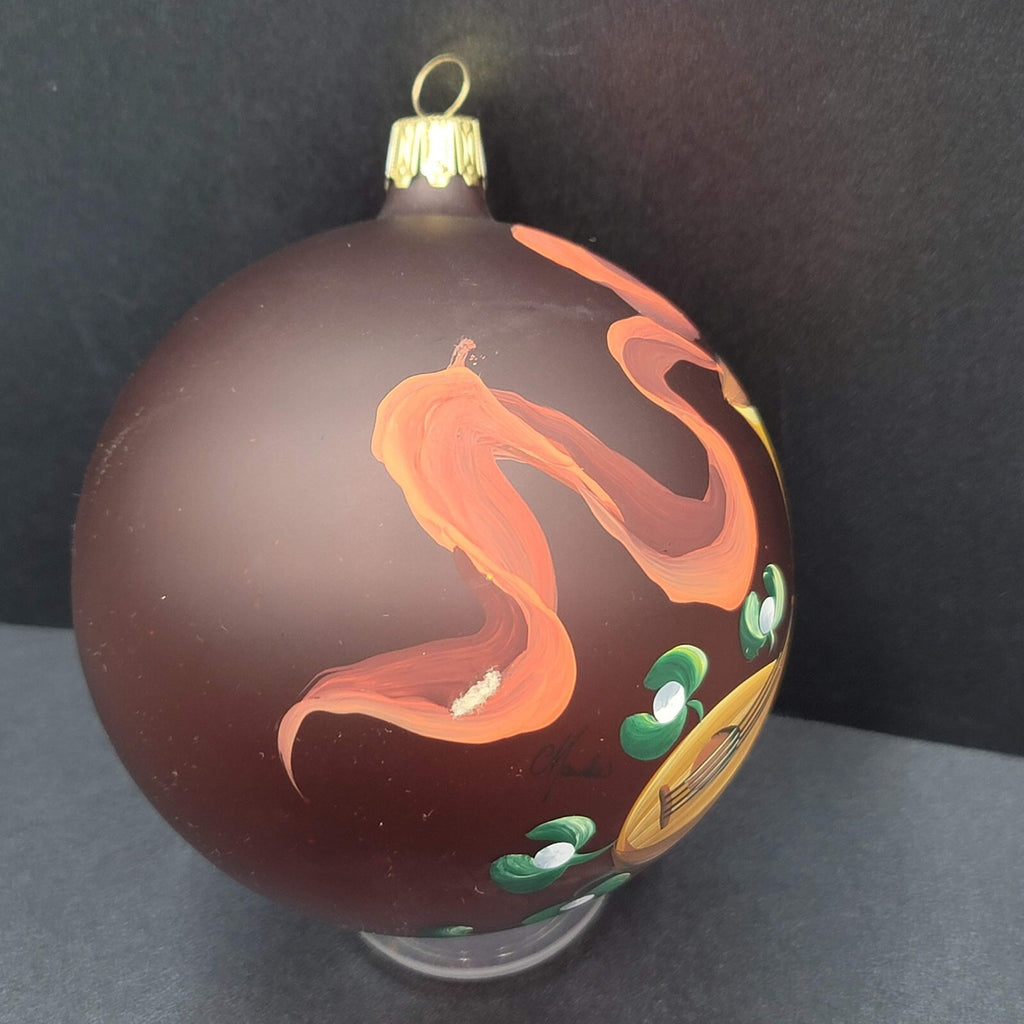 Hand Painted Glass Christmas Ornament Musical Instruments Large 4"