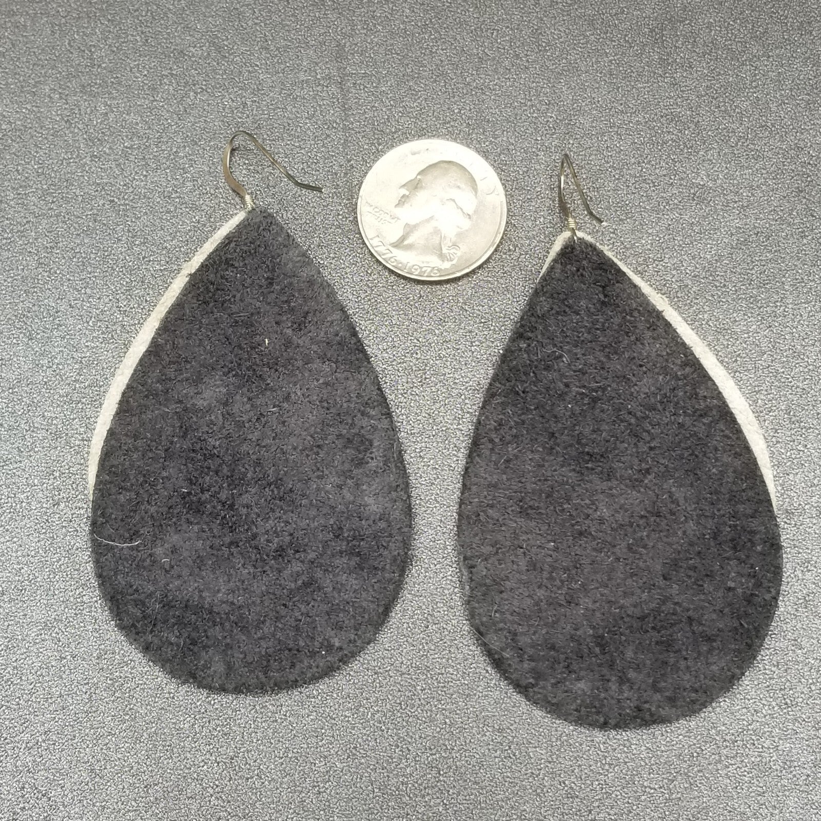 Pierced Earrings Sterling Silver Leather Teardrop Light weight Dangle 3 1/4"