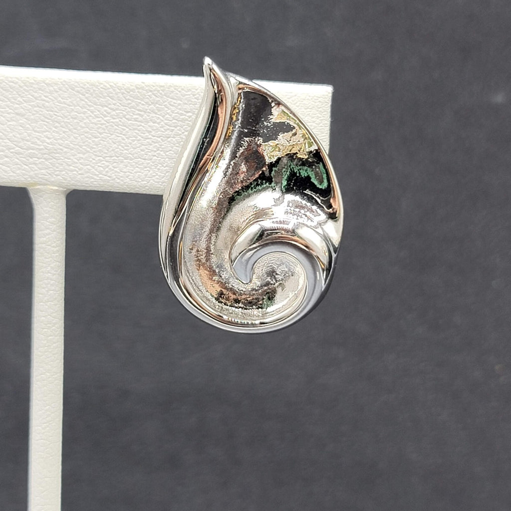 Pierced Earrings Polished Silver Plated Statement  Swirl 1.25"