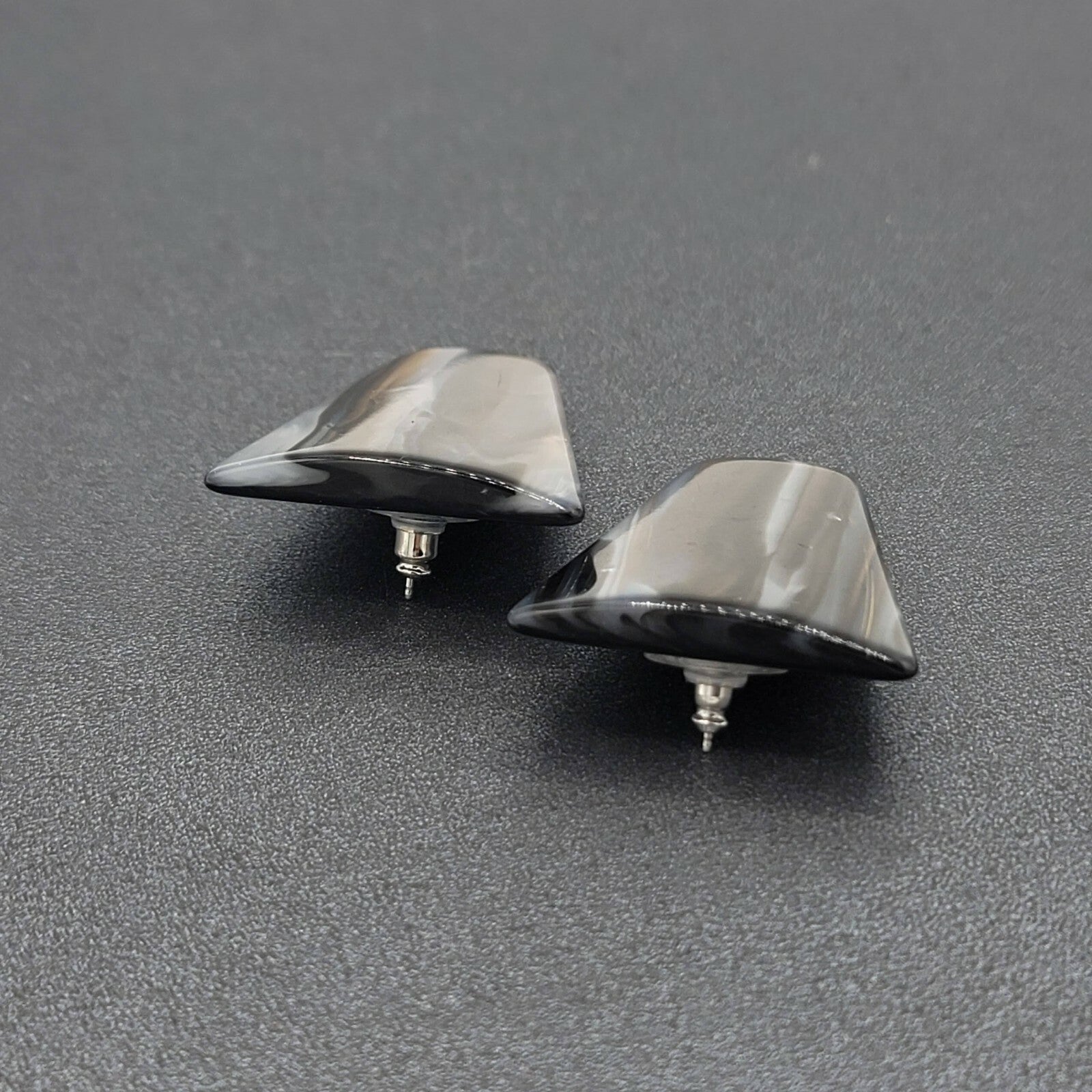 Vintage 1980's Large Statement Pierced Earrings 1 1/2" Multi-Color Black 