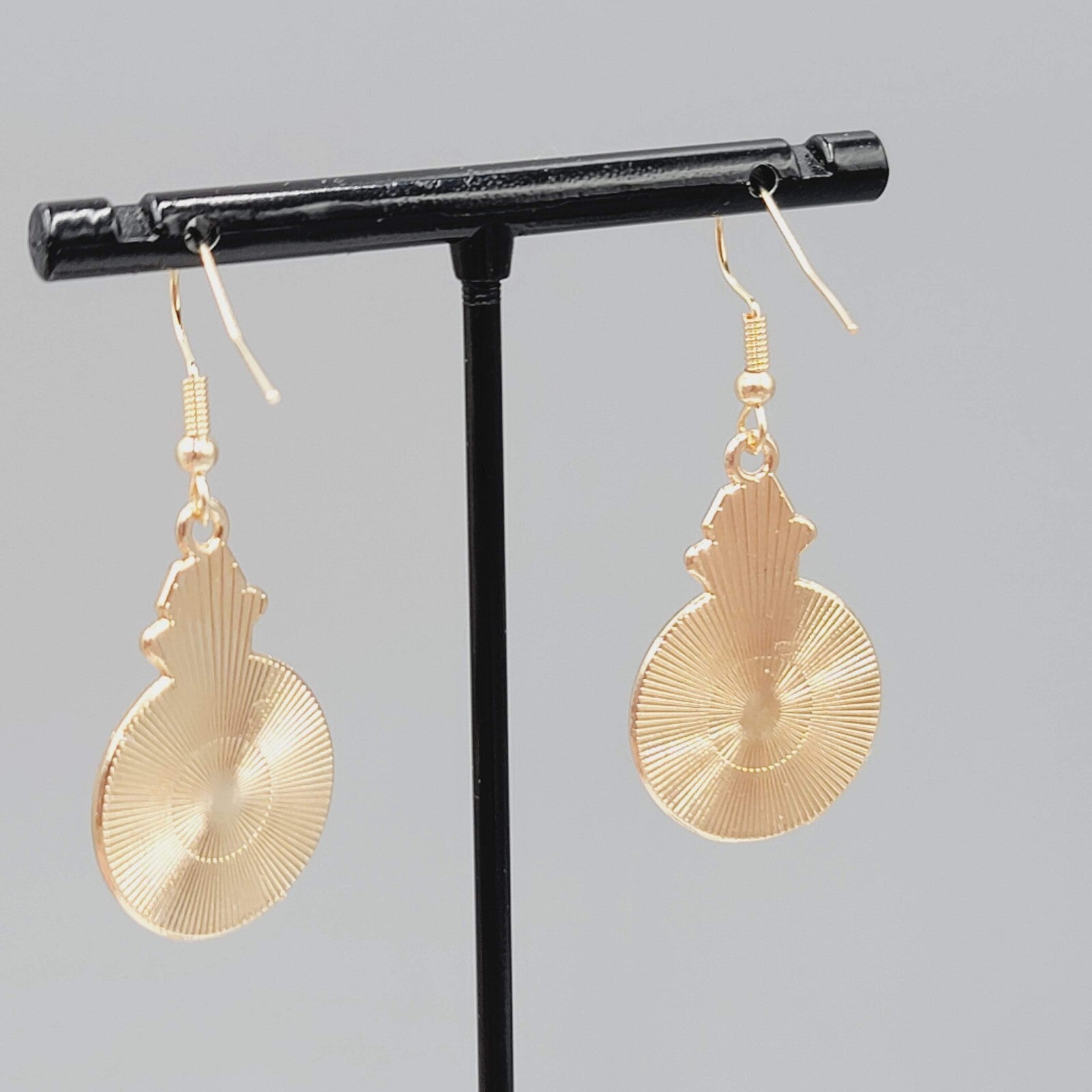Potion Black Cat Pierced Earrings Enamel Gold tone Dangle New 1 1/8"