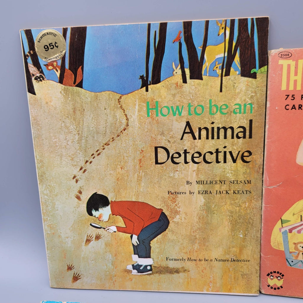 Vintage Childrens Book Lot Scholastic MCM Animal Detective Paper Playbook etc