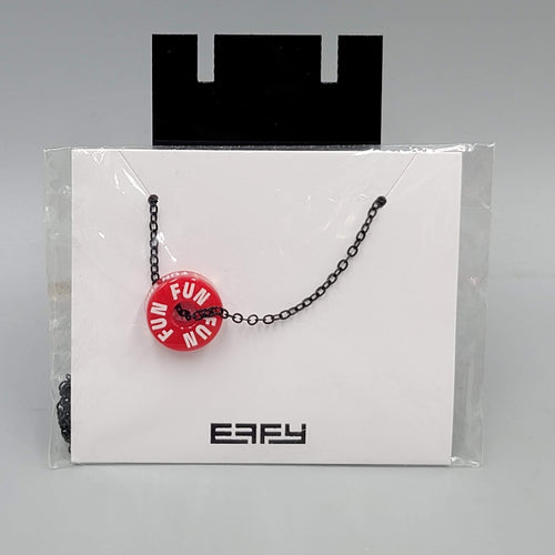 Carnival Cruise Line EFFY Red Barrel Charm Pendant Necklace Black Chain NEW FUN