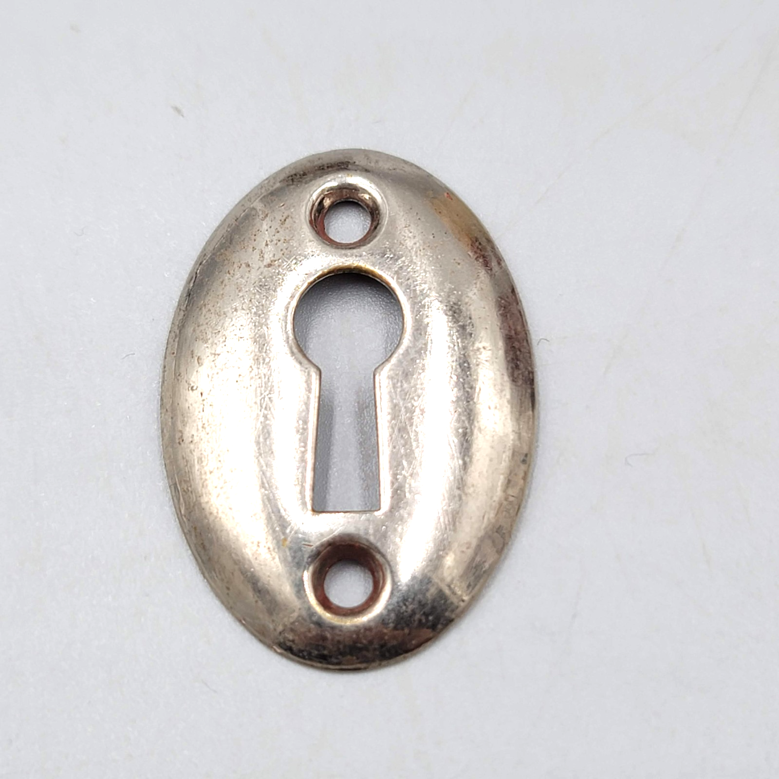 Vintage Oval Steel Skeleton Keyhole Escutcheon Salvage Hardware 1 5/8" (57)
