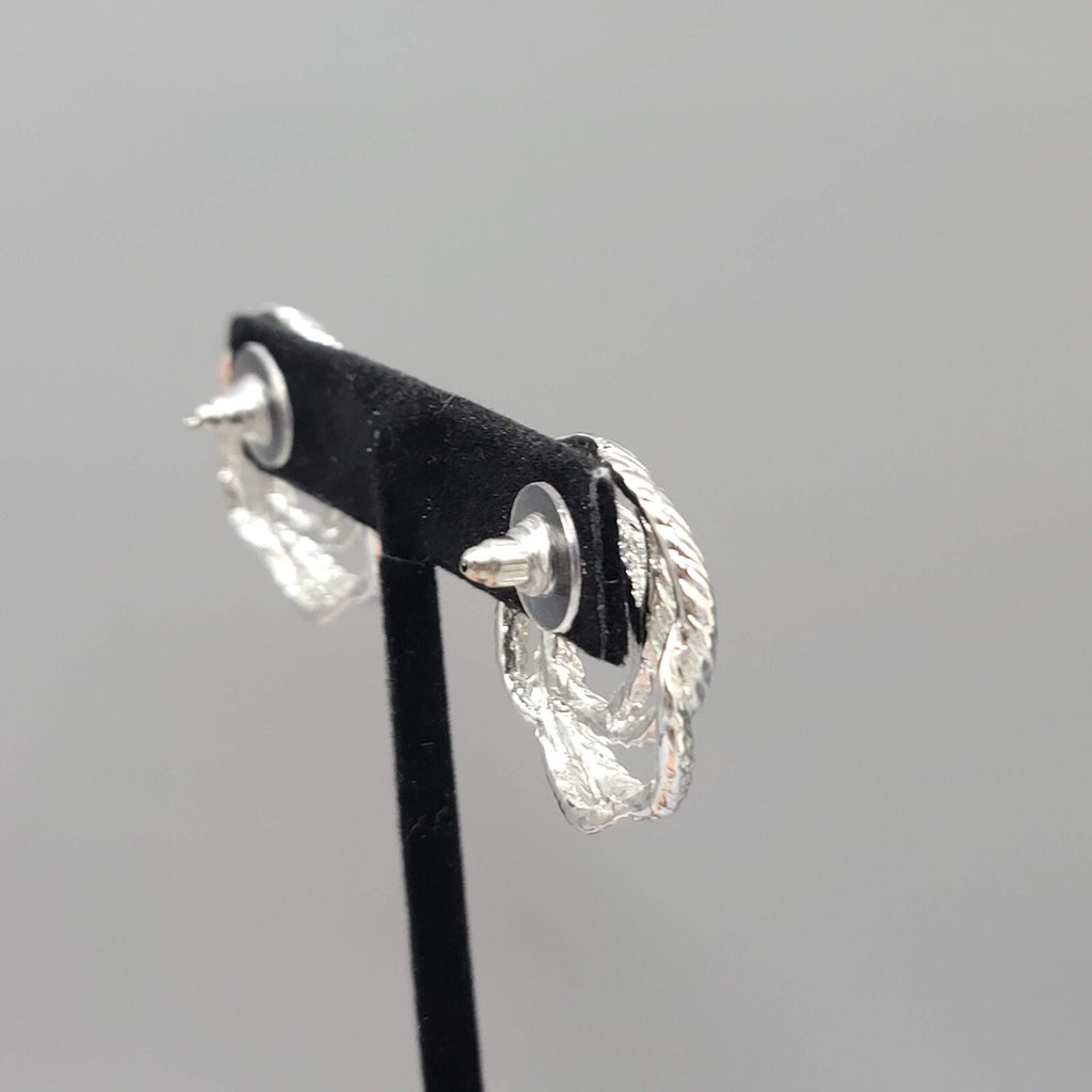 Pierced Earrings Silver tone Open Work Swirl Drop 1"
