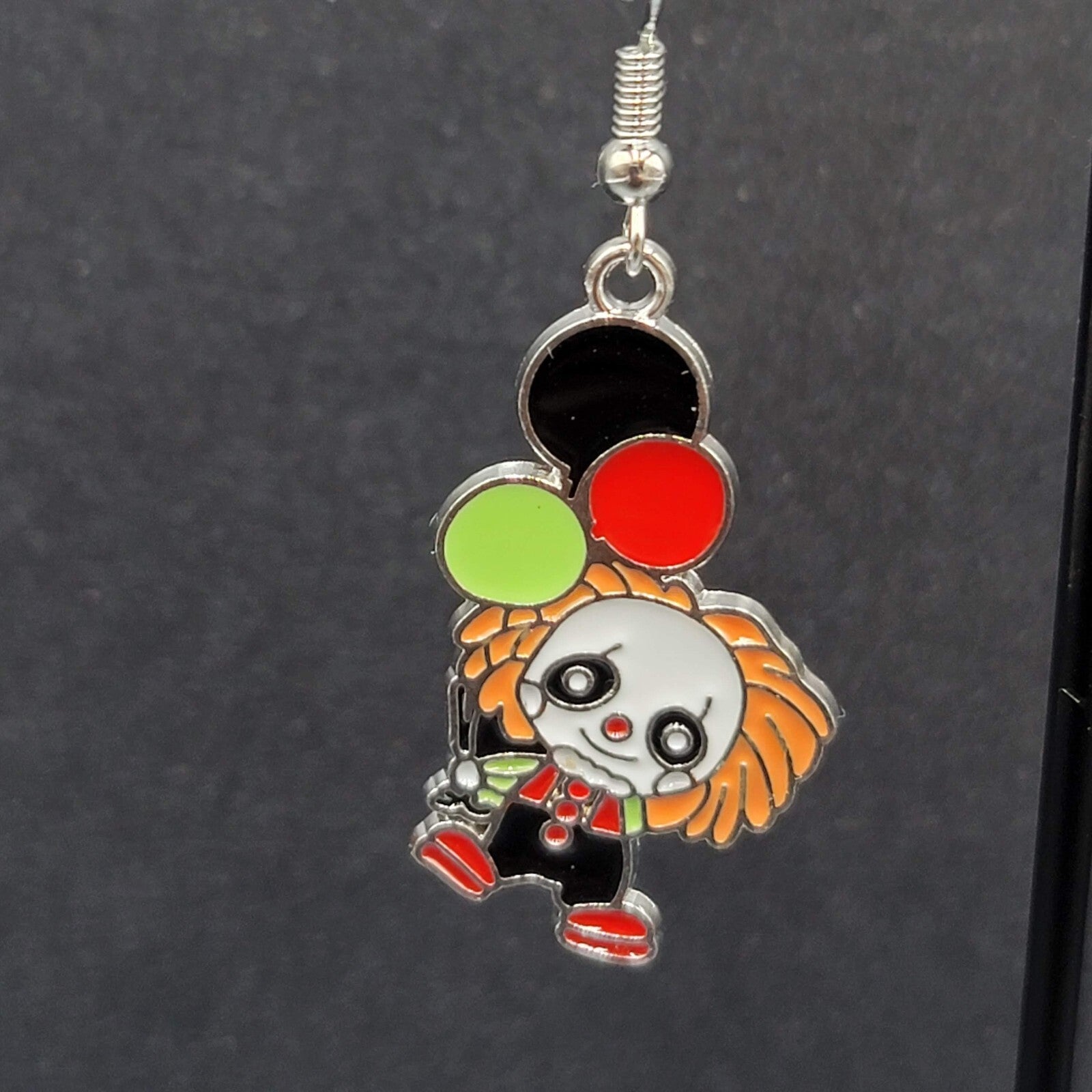 Pennywise Clown Pierced Earrings Enamel IT Horror Movie Dangle 1.25" FS