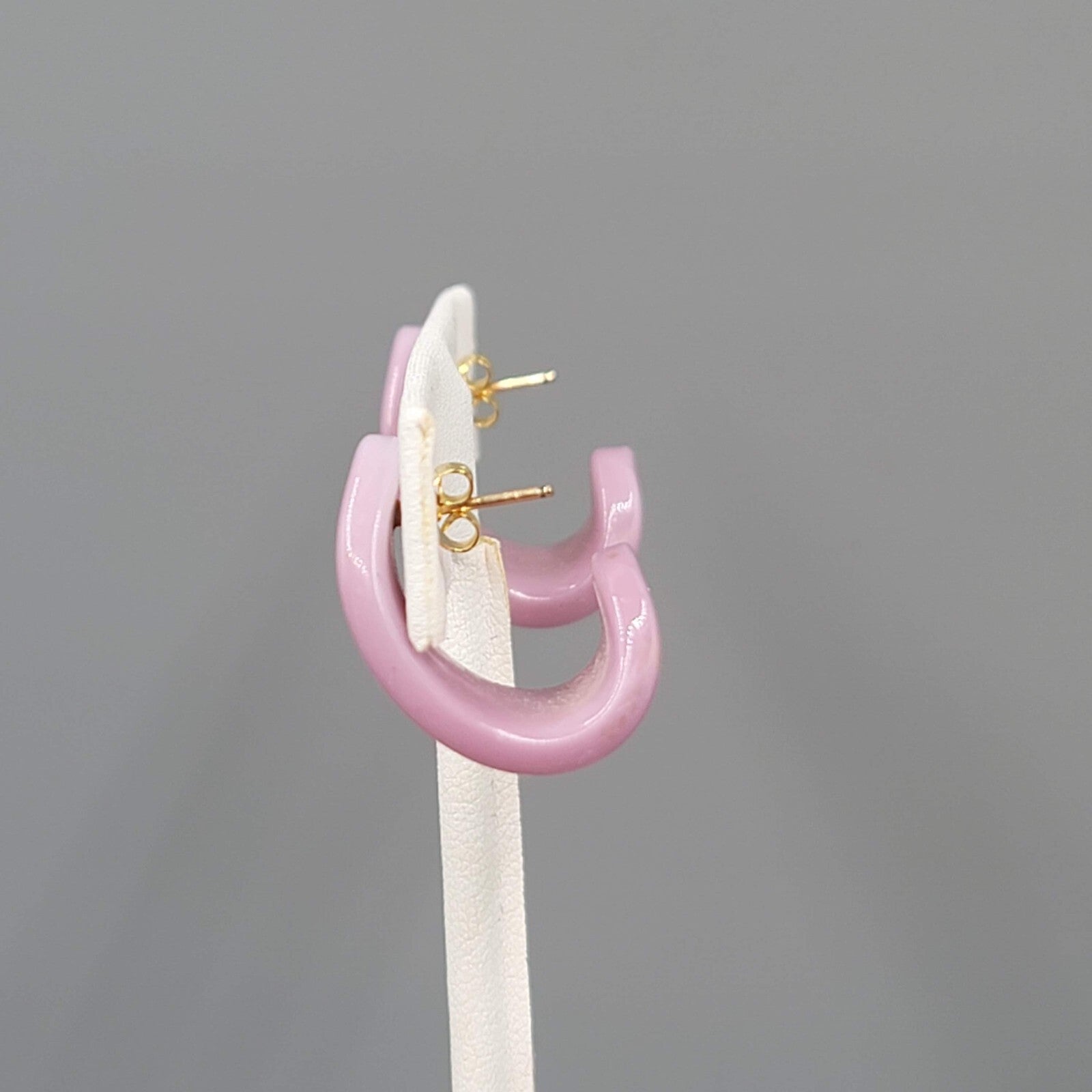 Vintage Light Purple Pierced Earrings Acrylic Wide Half Hoops 7/8"