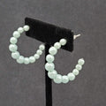 Vintage Pierced Earrings Baby Blue Graduated Beaded Hoops 1"