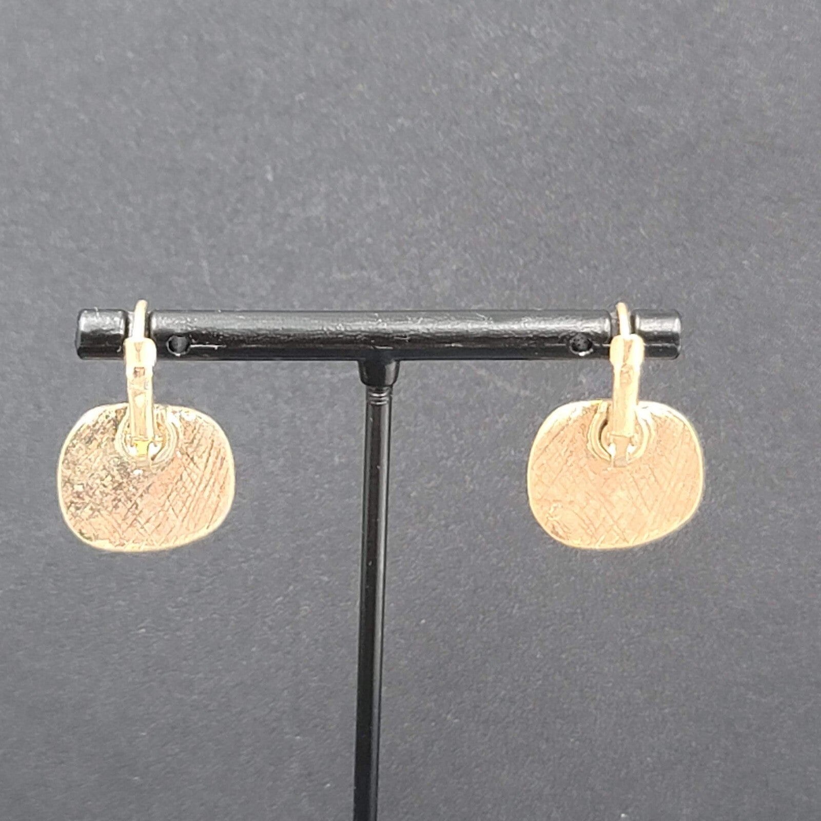 Pierced Earrings Gold tone Cross Hatch Dangle 5/8"