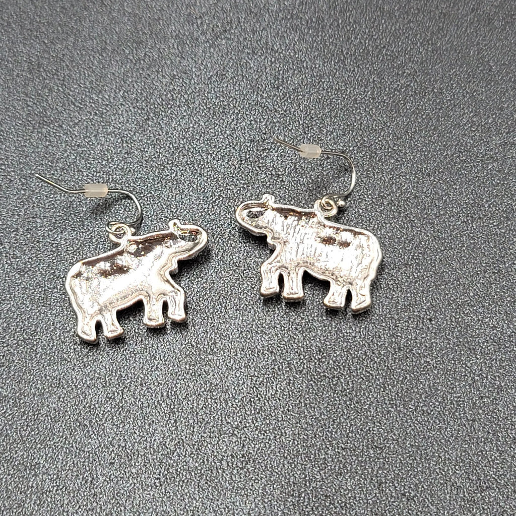 Pierced Earrings Silver tone Rhinestone Studded Dangle 3/4"