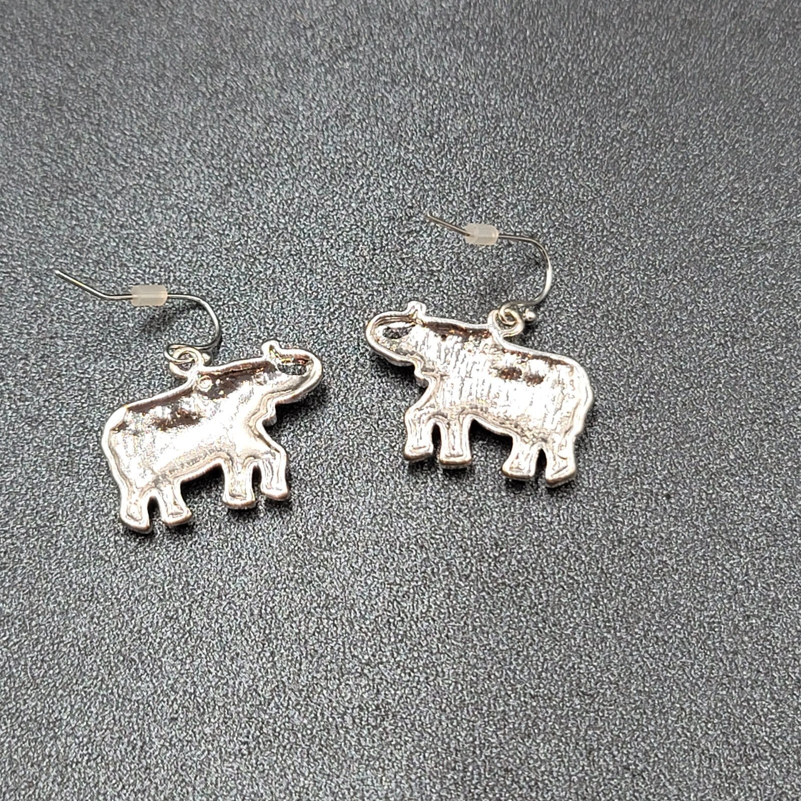 Pierced Earrings Silver tone Rhinestone Studded Dangle 3/4"