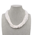 Vintage 10 Strand White Seed Bead Necklace Layered Statement 16 in