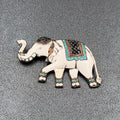 Vintage Sterling Silver Signed Elephant Brooch Enameled White Siam 2"