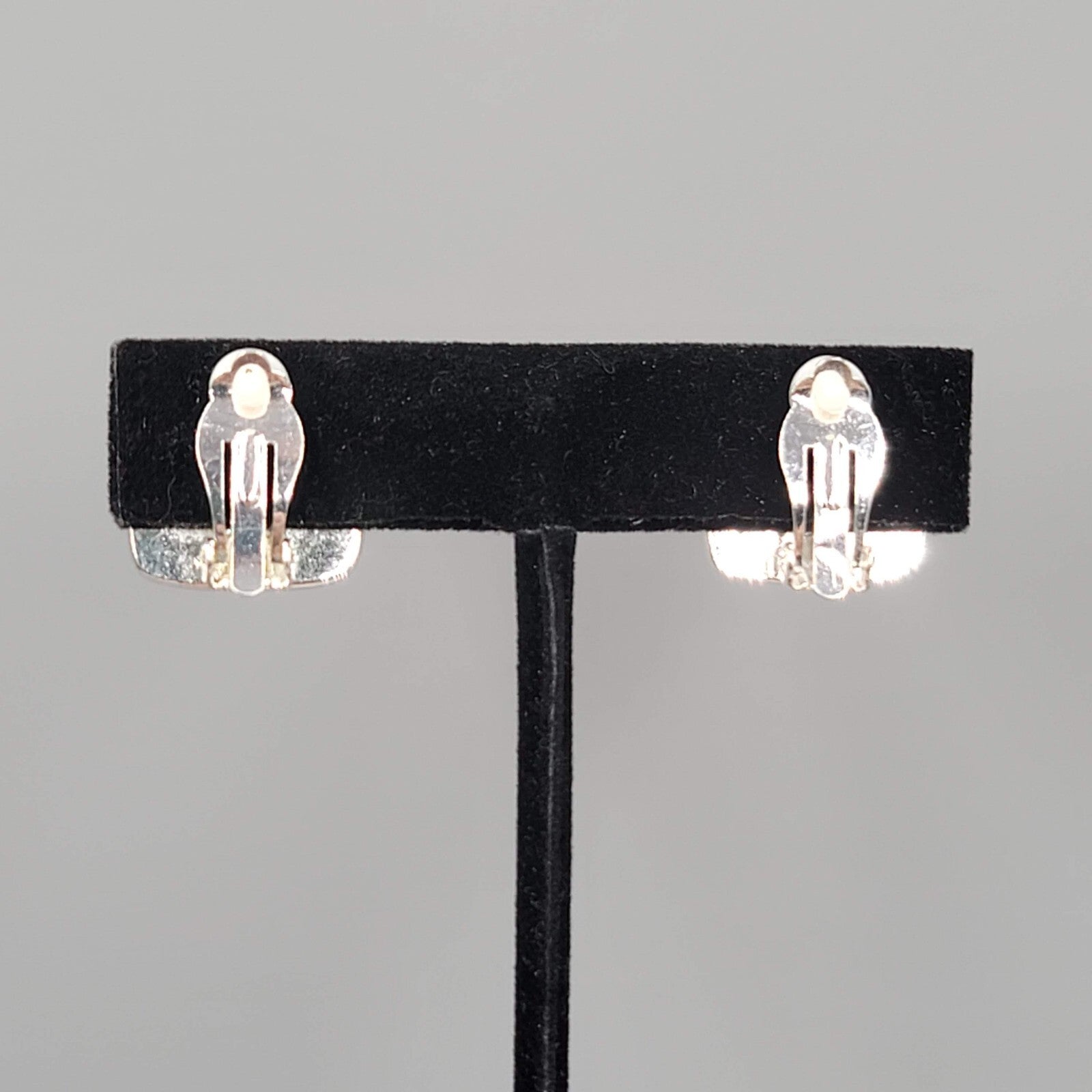 Vintage Two Toned Clip on Earrings Gold and Silver Square Studs 5/8"