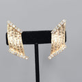 Vintage Rhinestone Clip on Earrings Gold tone Climber Statement 1.75"