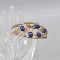 12K Gold Filled Blue Lapis Stones Cuff Bracelet Navajo Native American Signed SH