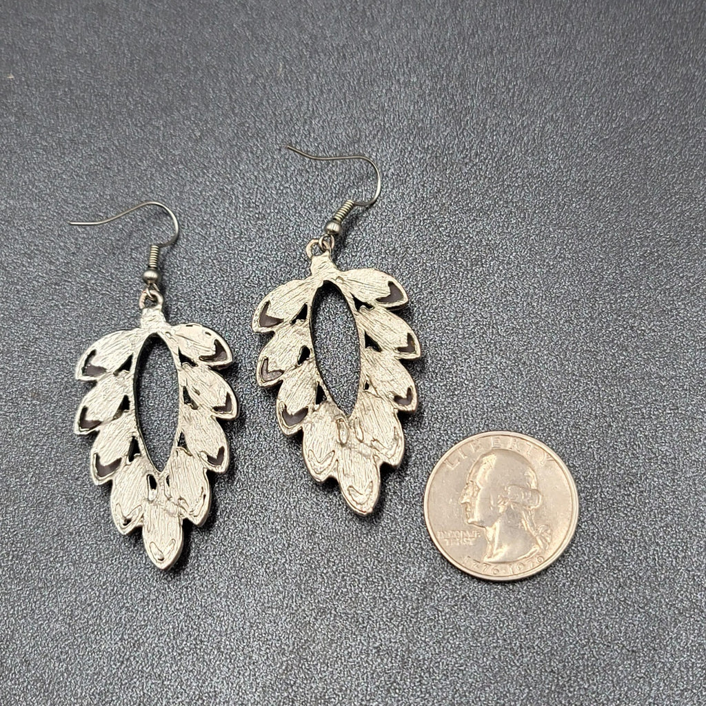 Pierced Earrings Silver tone Rhinestone Acrylic Dangle 1 7/8"