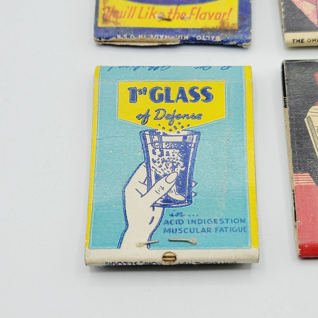 Vintage Advertising Matchbooks Lot of 4 Alka Seltzer Mrs Jessees Quaker Schenley