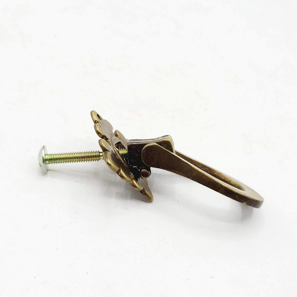 Vintage Brass Drawer Pull Salvage Hardware Rosette Reclaimed 2"