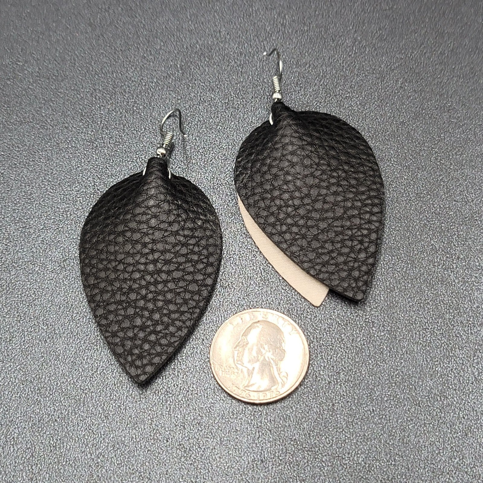 Pierced Earrings Faux Leather Leopard Print Layered Dangle 2.25"