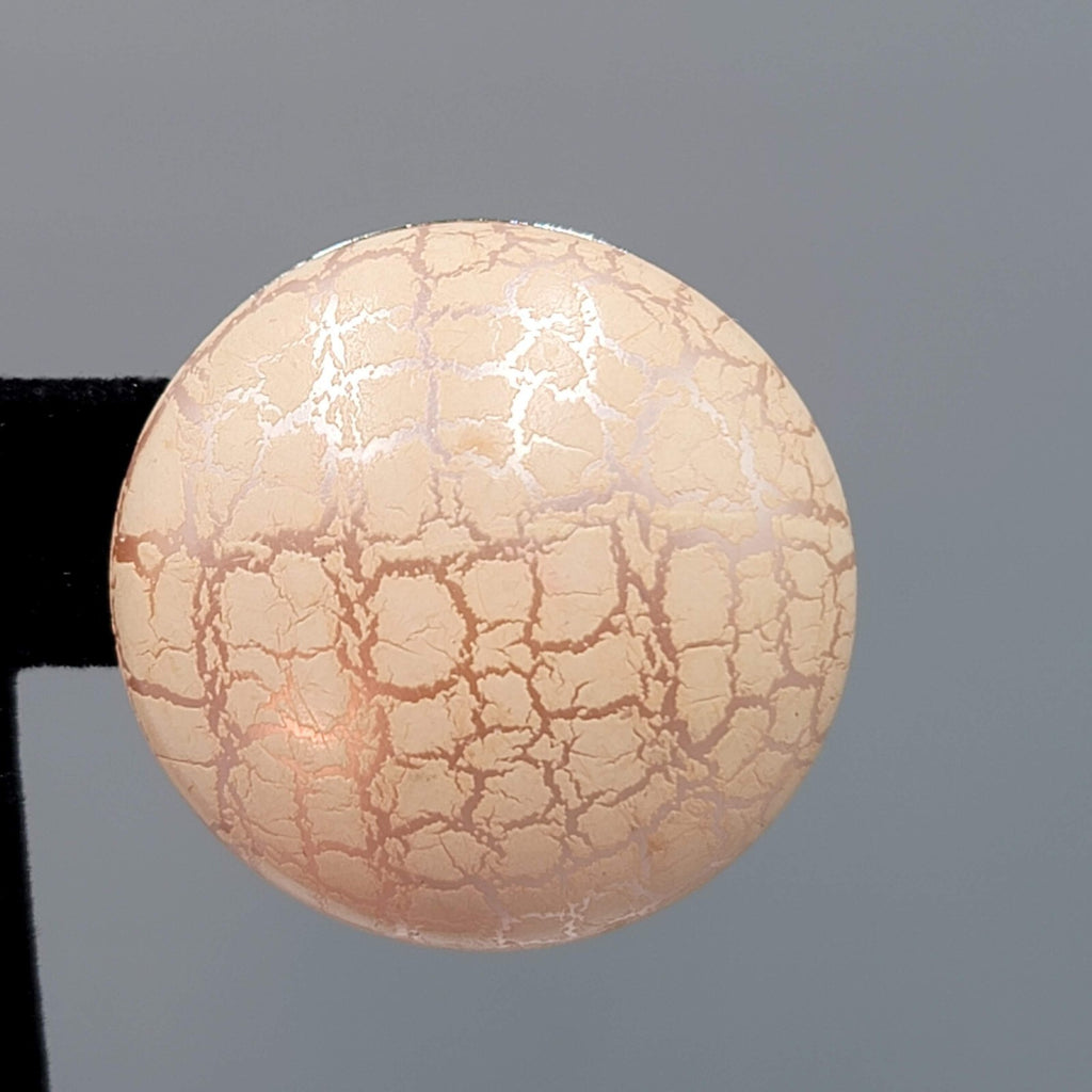 Vintage Clip on Earrings Peach tone Crackle Large Statement Round 1 3/8"