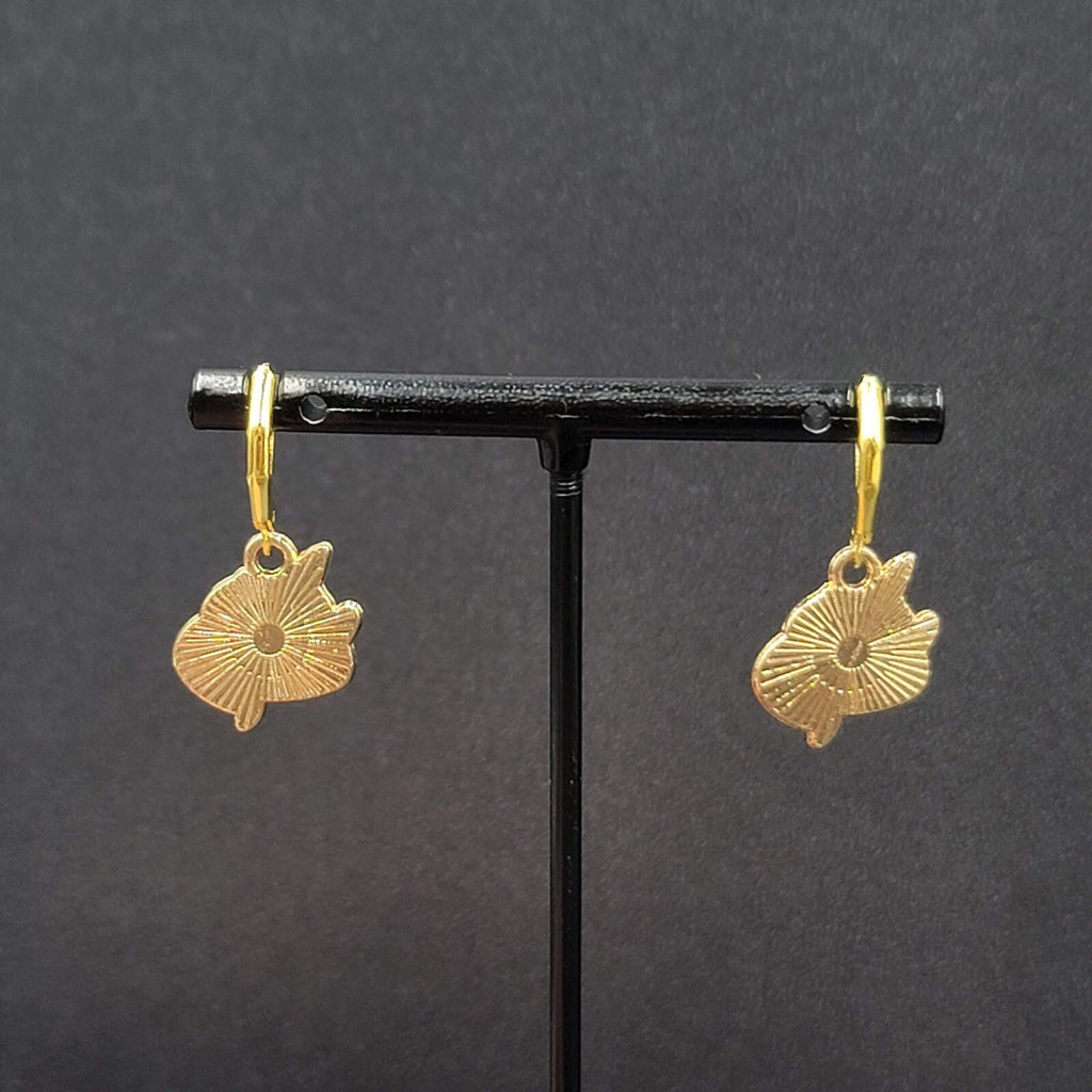 New Unicorn Pierced Earrings Gold tone Pink Enamel Dangle 5/8"