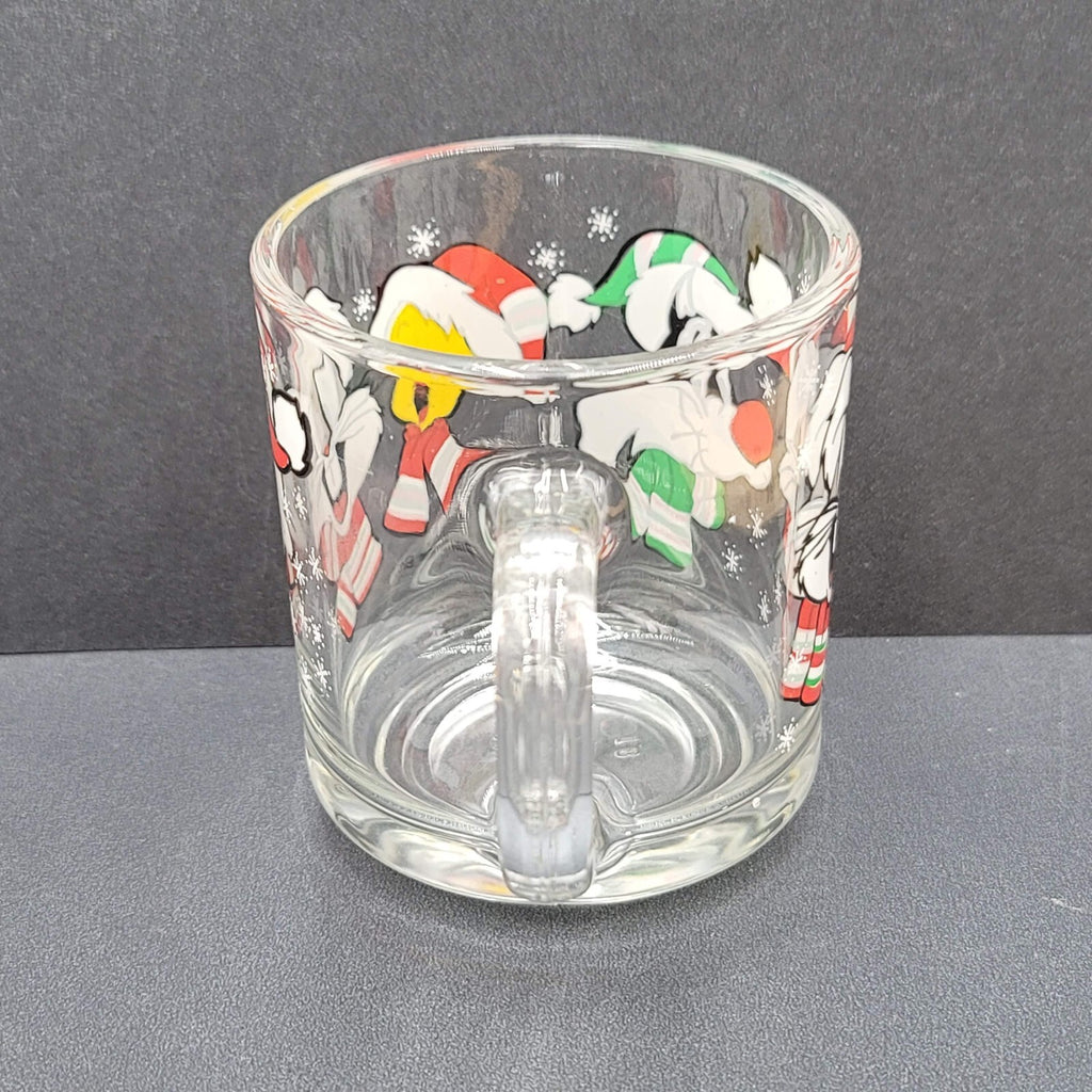 Looney Tunes Christmas Mug Glass Bugs Bunny Sylvester Tweety Warner Bros 1994