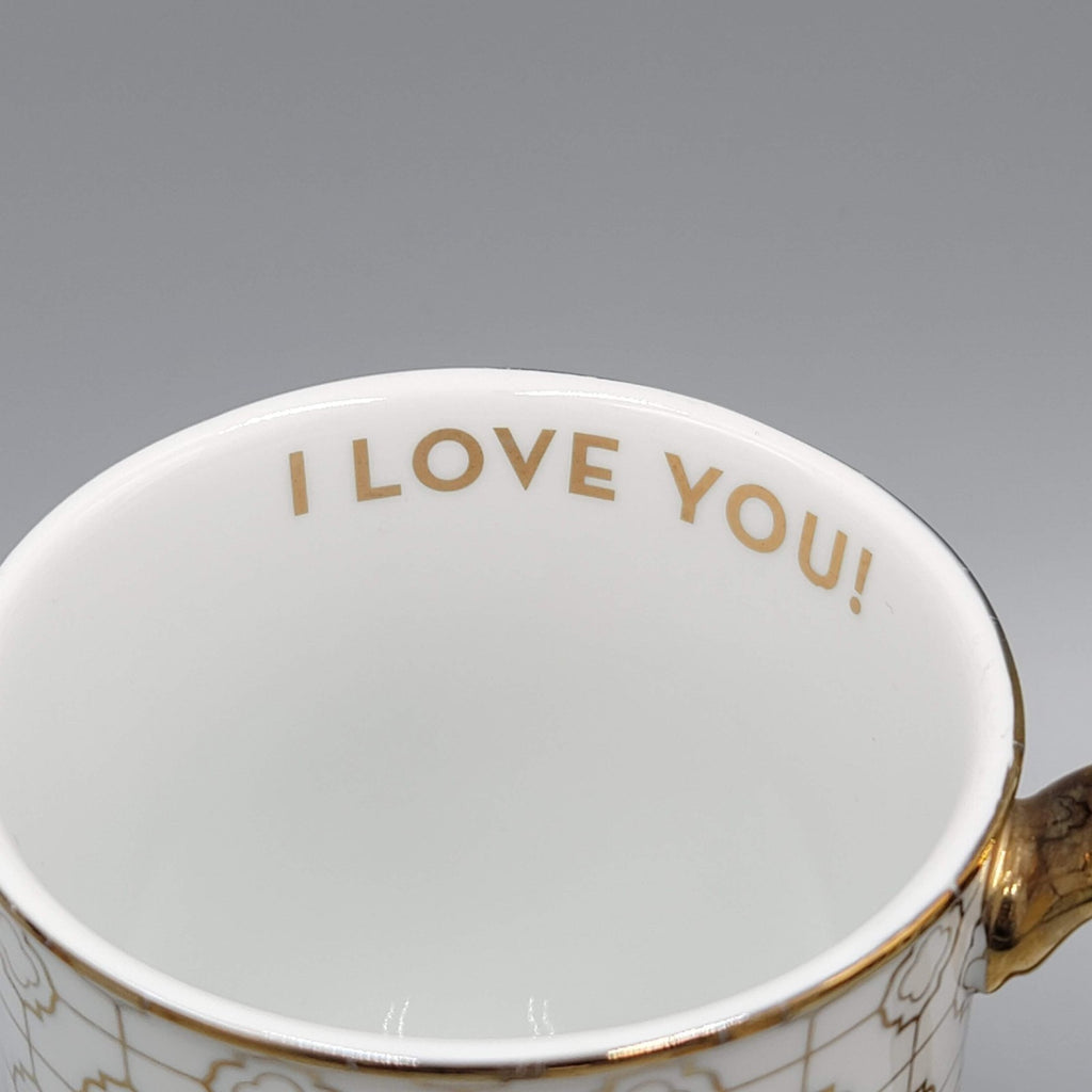 I Love You GRANDMA Coffee Mug Gold and White Signed Rosanna