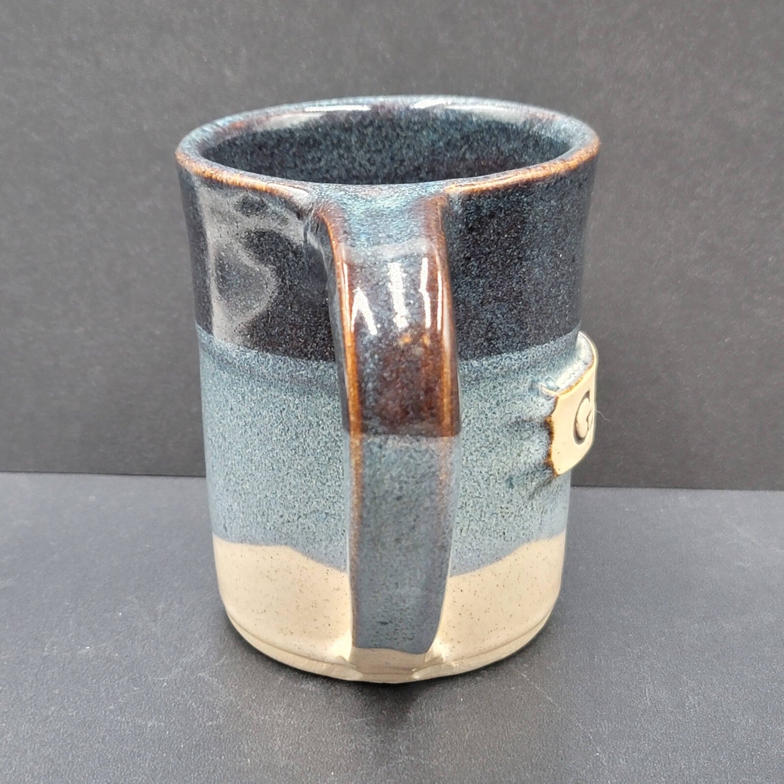 Stegall Signed Handmade Clay Pottery Gama Coffee Tea Mug Cup Tennesee Blue
