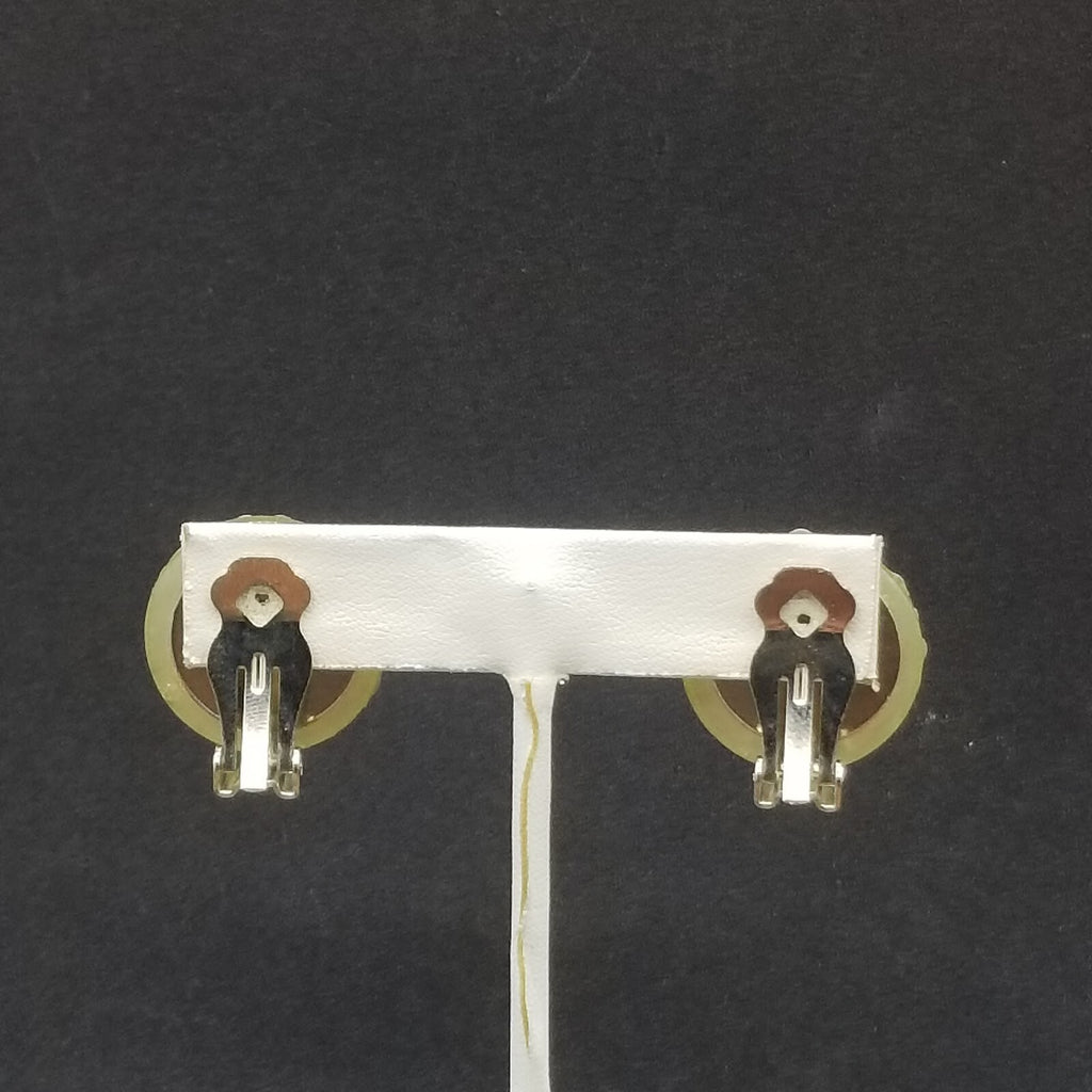 Clip on Earrings Blue Crystal Button Style Stud 7/8"
