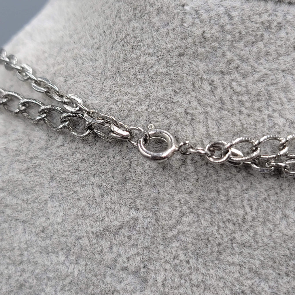 Vintage Necklace Double Chain Silver tone Long 24" & 28"