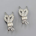 Vintage Rhinestone Clip on Earrings Silver toneUnique Design 1.25"