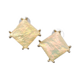 Pierced Earrings Gold tone Drop Iridescent Yellow Statement 1"