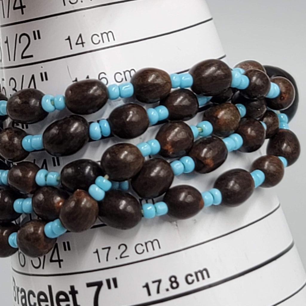 Vintage Seeds Bracelet Beaded Elastic Multistrand 6"