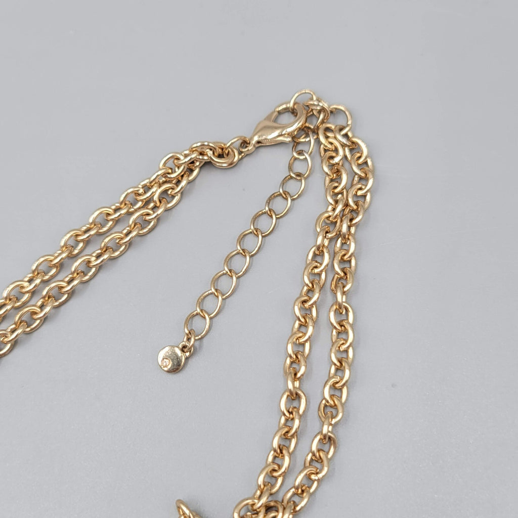 Long Double Chain Necklace Filigree Gold tone 38"-40"