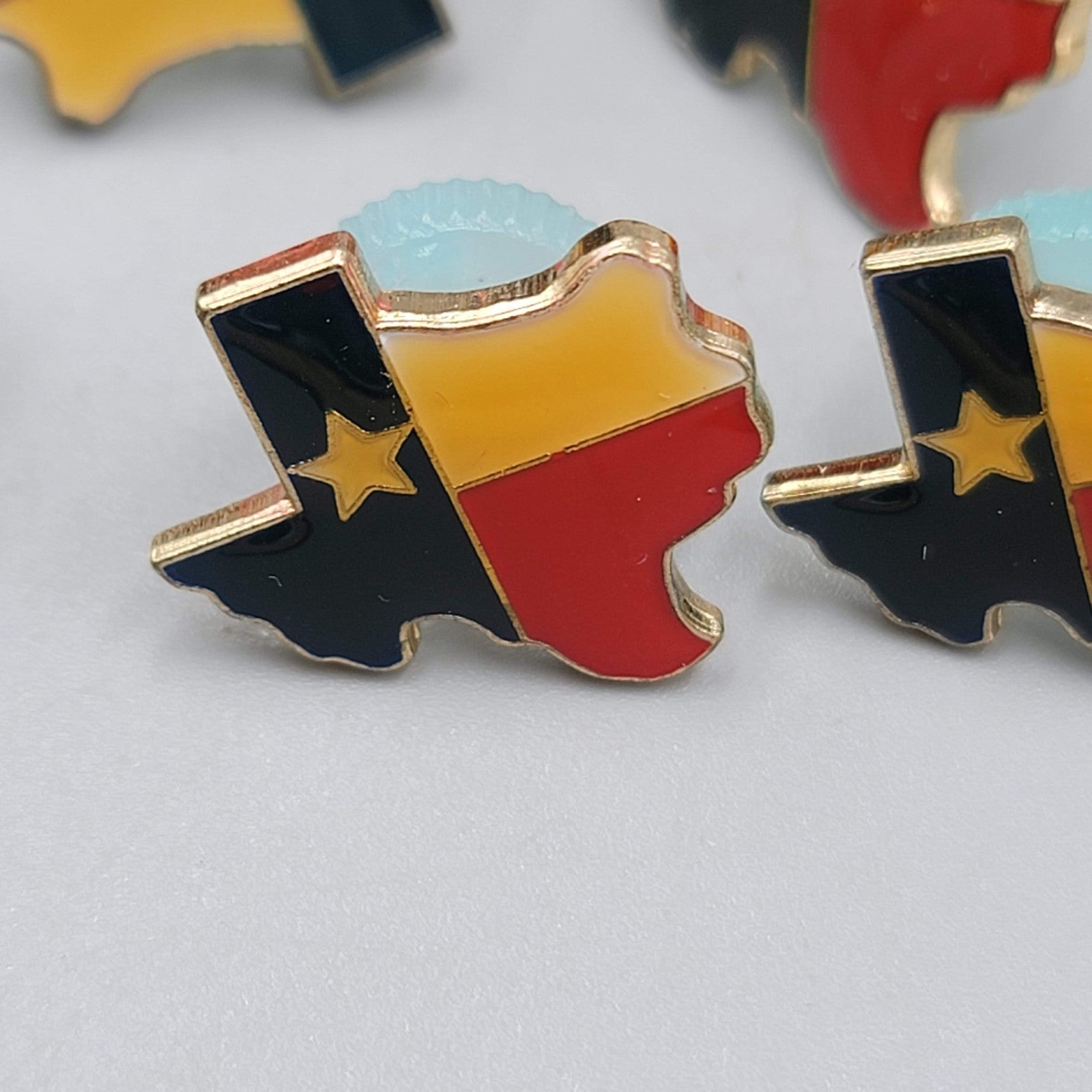 Vintage TEXAS Shape Motorcycle Hat Cap Lapel Pin LOT of 7 NOS