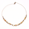 Art Glass Floating Beaded Multi Strand Gold Tone Necklace 16"
