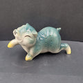 Vintage Blue Green Pig Toothpick Appetizer Server Ceramic MCM 7" x 3.5”