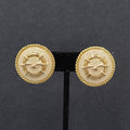 Vintage Clip on Earrings Gold Plated White Enamel Seagull Nautical Round 1 1/8"