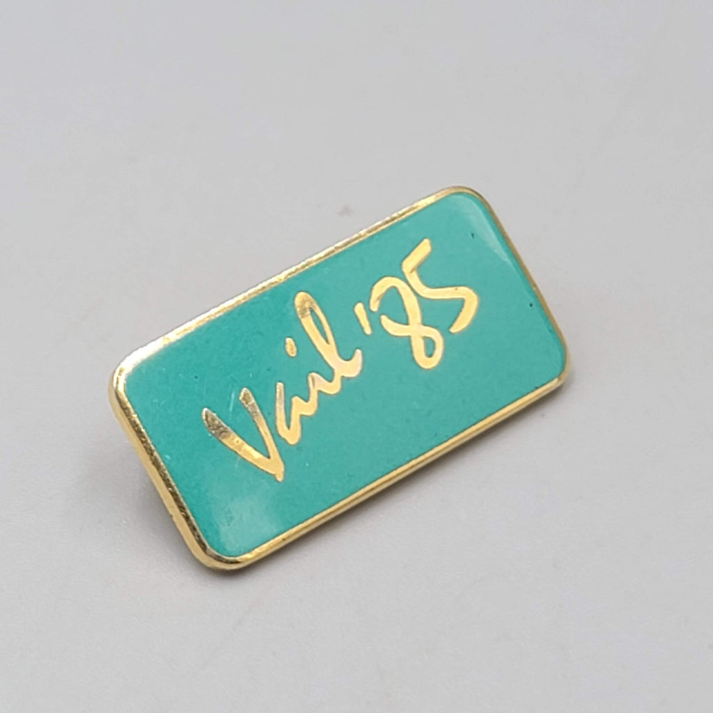 Vintage Ski Vail 1985 Enamel Pin Badge Skier Skiing Travel Souvenir 1" x 1/2"
