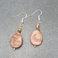 Pierced Earrings Sterling Silver Brown Stone Teardrop Bead Dangle 1.25"