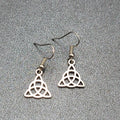 Pierced Earrings Triangle Celtic Knot Silver tone Dangle 5/8"
