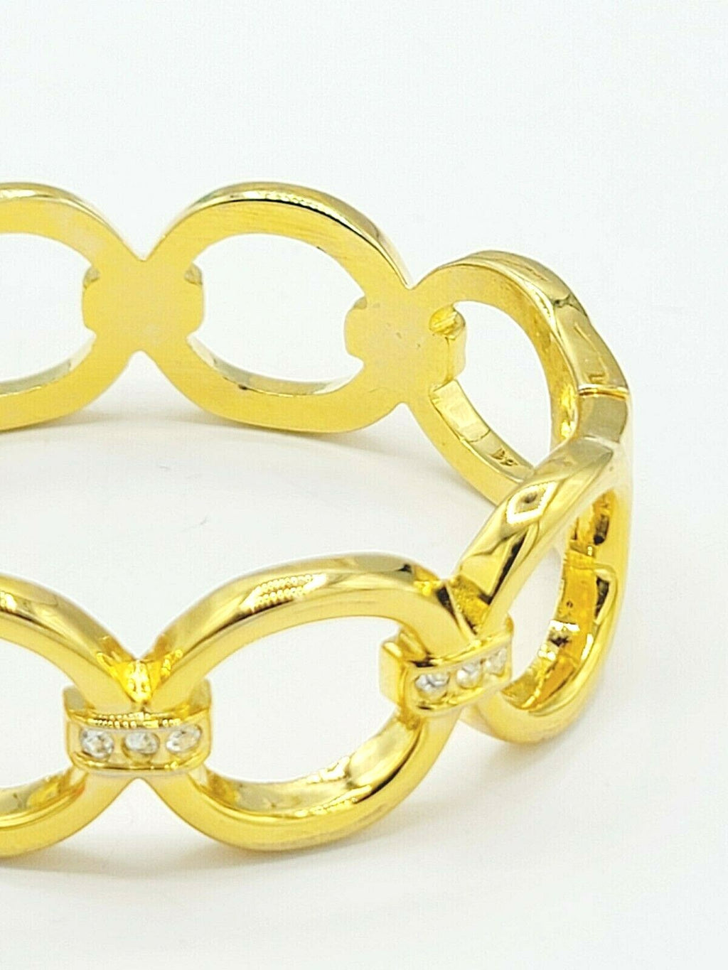 Gold Plated Rhinestone Hinged Cuff Bracelet Modern Unbranded