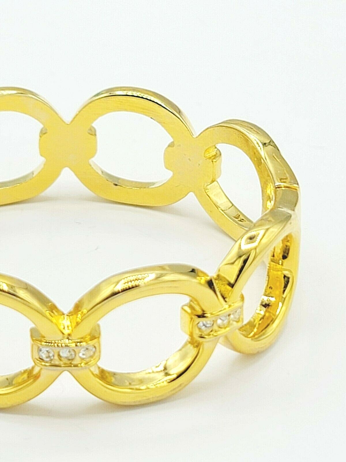 Gold Plated Rhinestone Hinged Cuff Bracelet Modern Unbranded